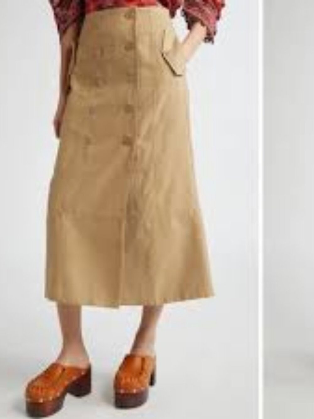 5-NWOT FARM RIO DOUBLE BREASTED MIDI SKIRT SIZE L - Picture 2 of 6
